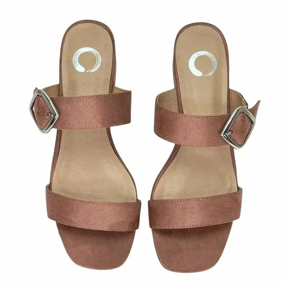 Journee Collection Santana Blush Microsuede Fabric Sandals Size 6M - Picture 5 of 11